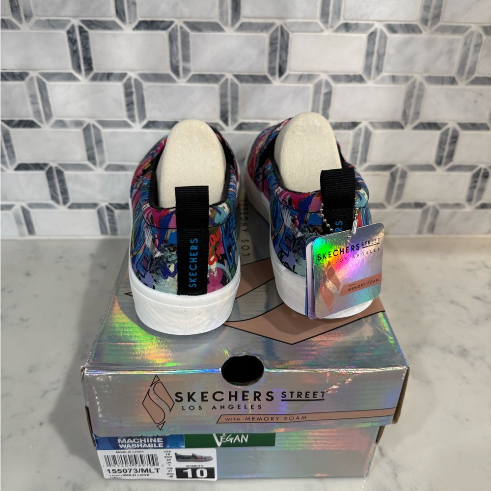 Skechers Women's Multicolor Graffiti Slip-On Sneakers - Picture 2 of 5